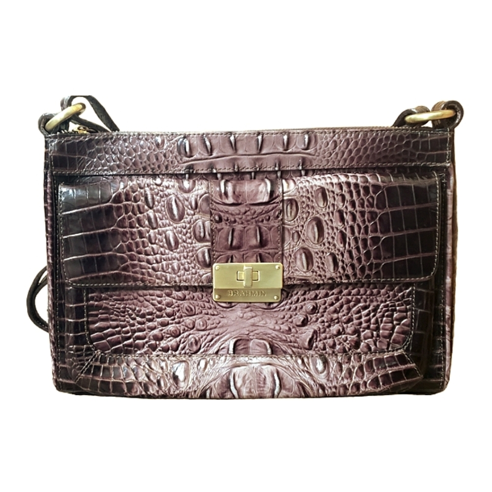 BRAHMIN purse Nocturnal Melbourne Croc crossbody leather w/wallet 105951